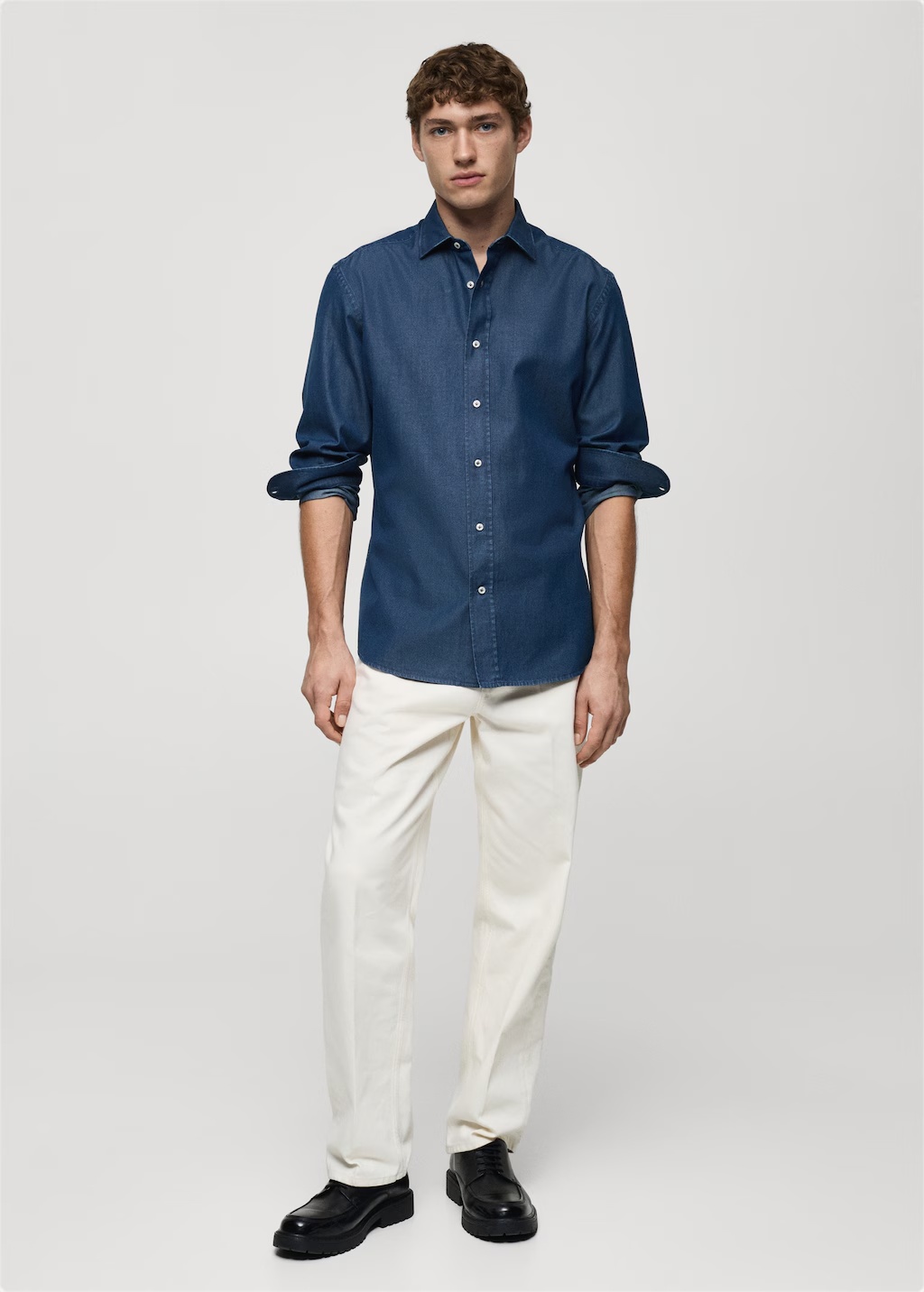 Slim fit cotton chambray shirt 3 Slim fit cotton chambray shirt