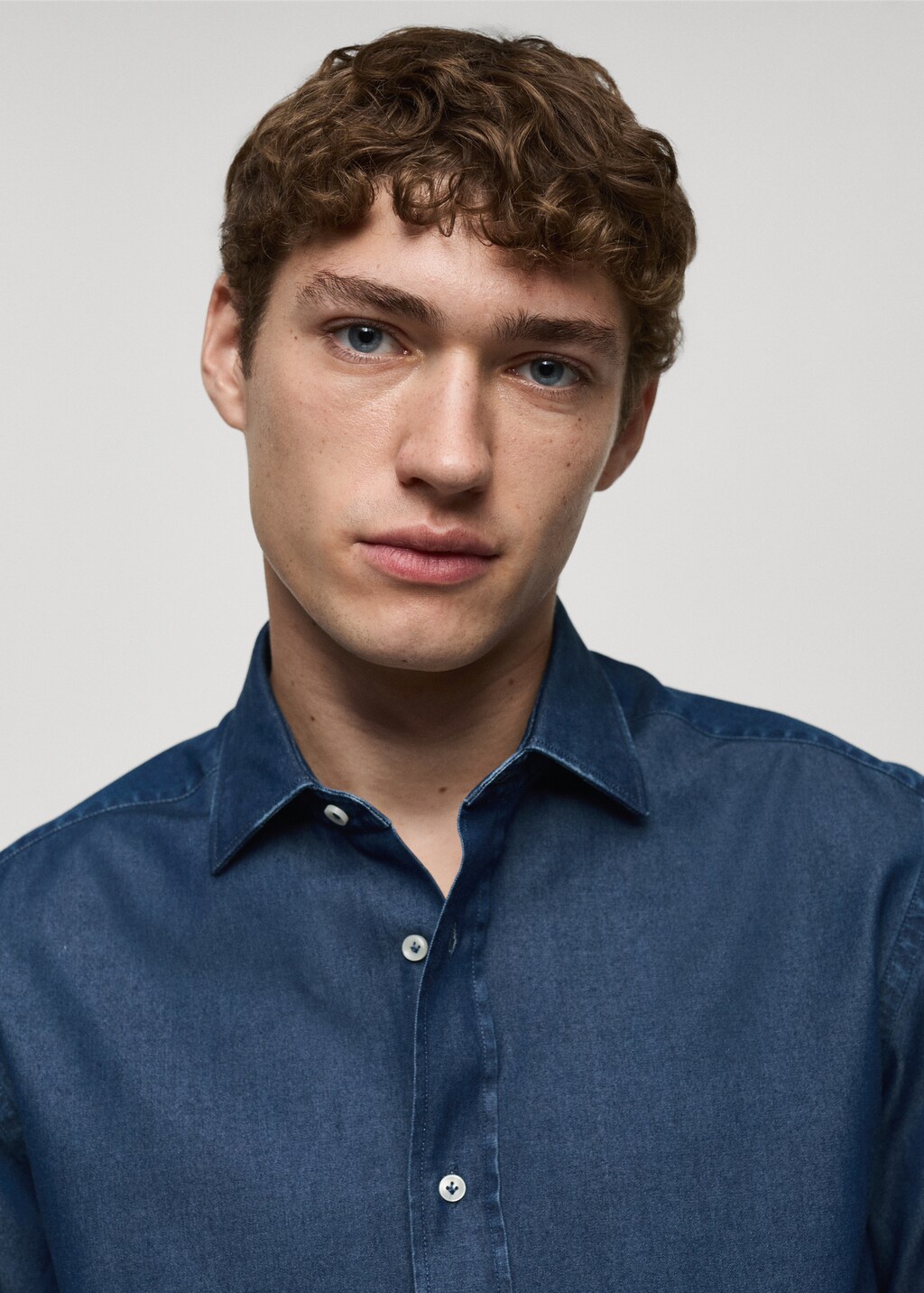 Slim fit cotton chambray shirt 5 Slim fit cotton chambray shirt