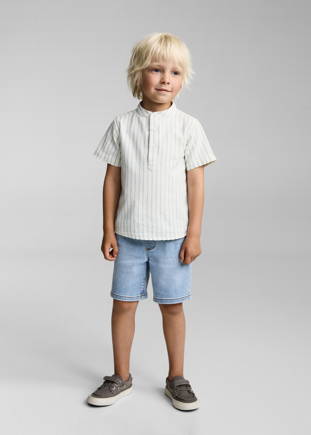 Striped Mao collar shirt 3 Striped Mao collar shirt