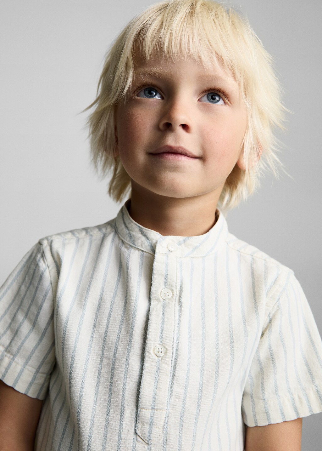 Striped Mao collar shirt 4 Striped Mao collar shirt