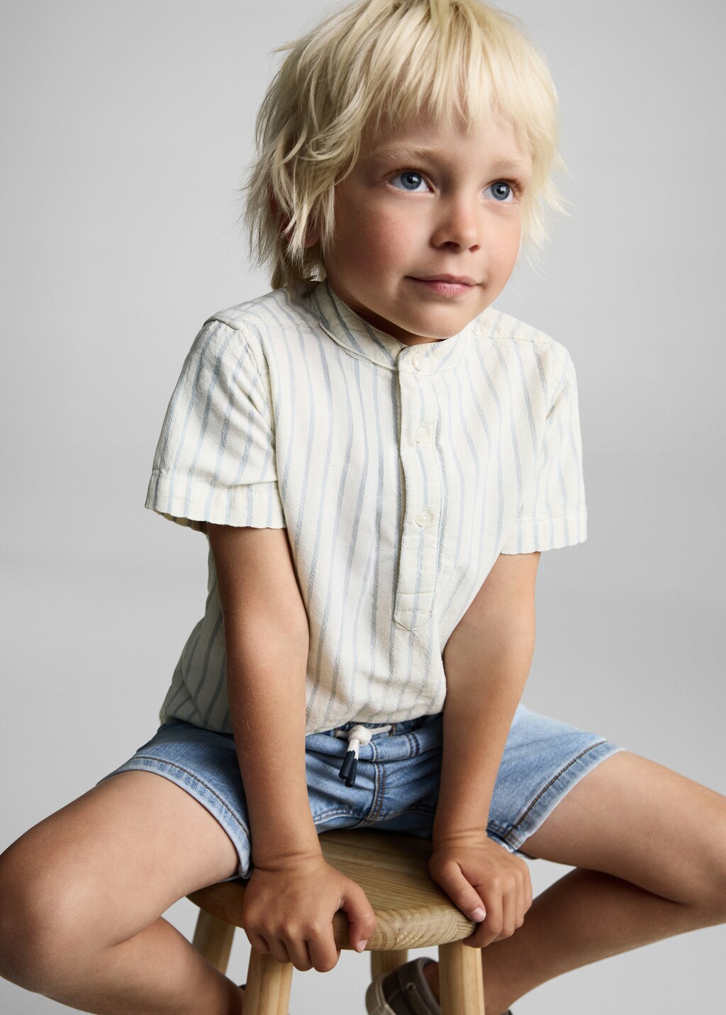 Striped Mao collar shirt 5 Striped Mao collar shirt