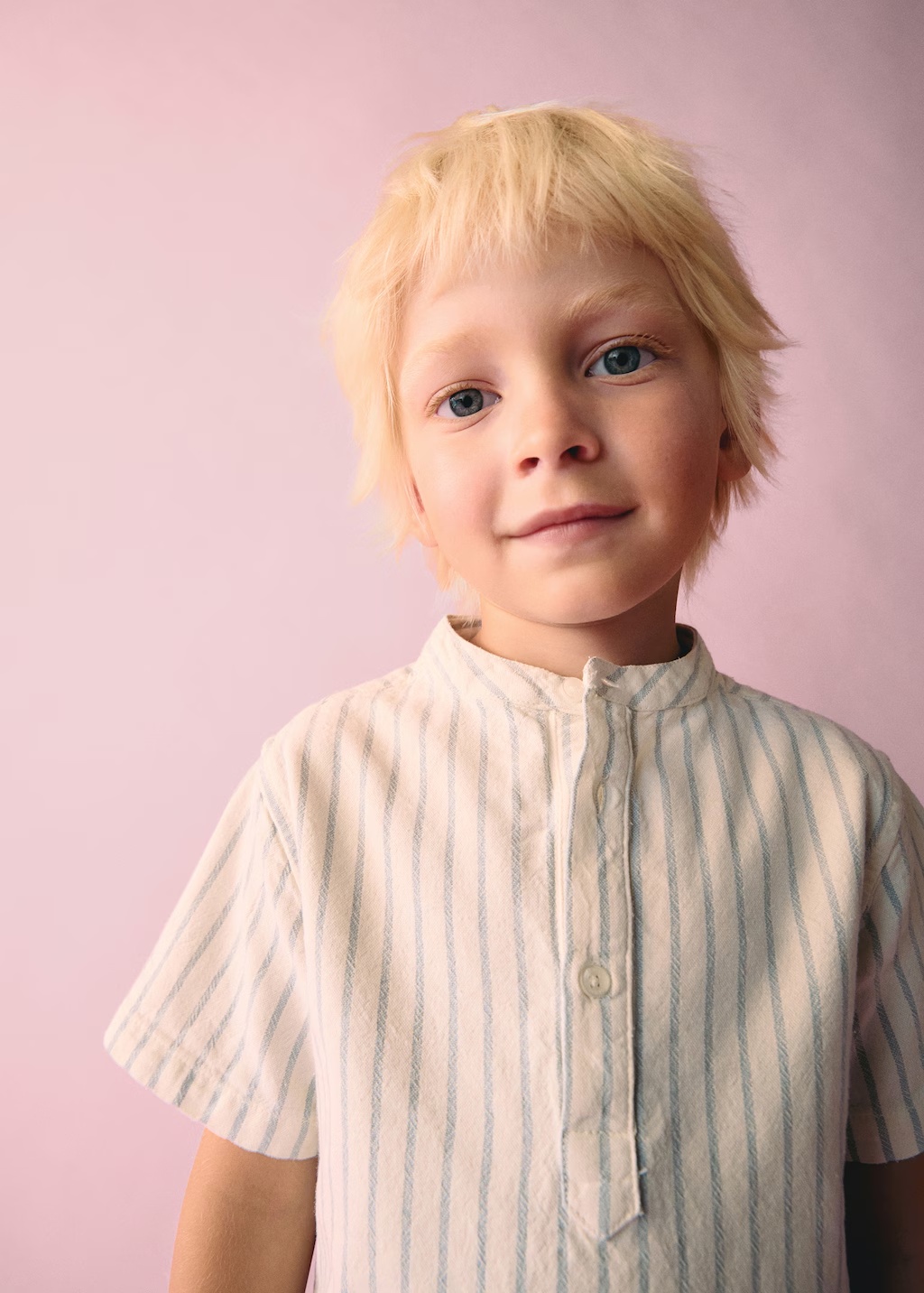 Striped Mao collar shirt 6 Striped Mao collar shirt