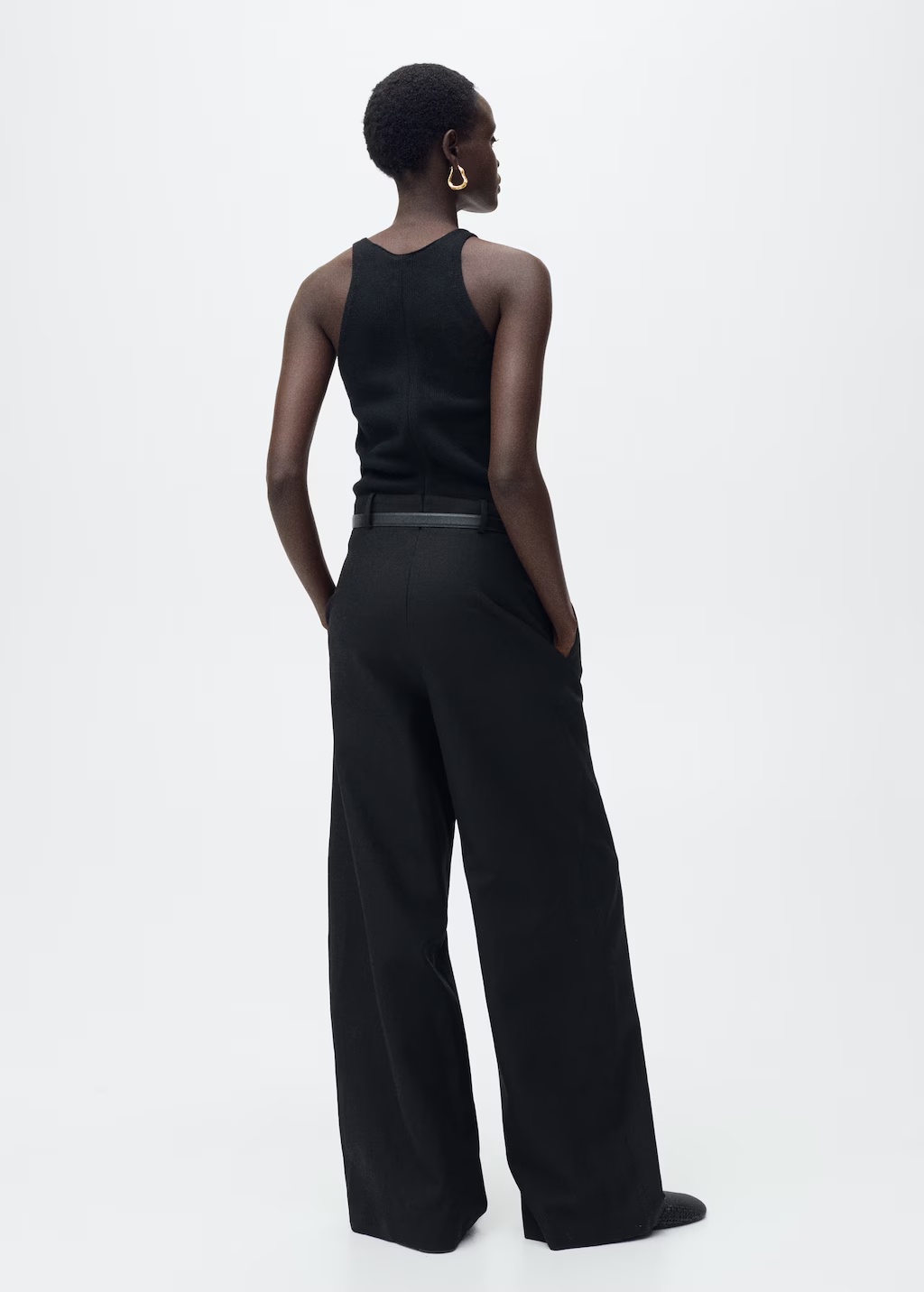 Combined-fabric jumpsuit with belt 4 Combined-fabric jumpsuit with belt