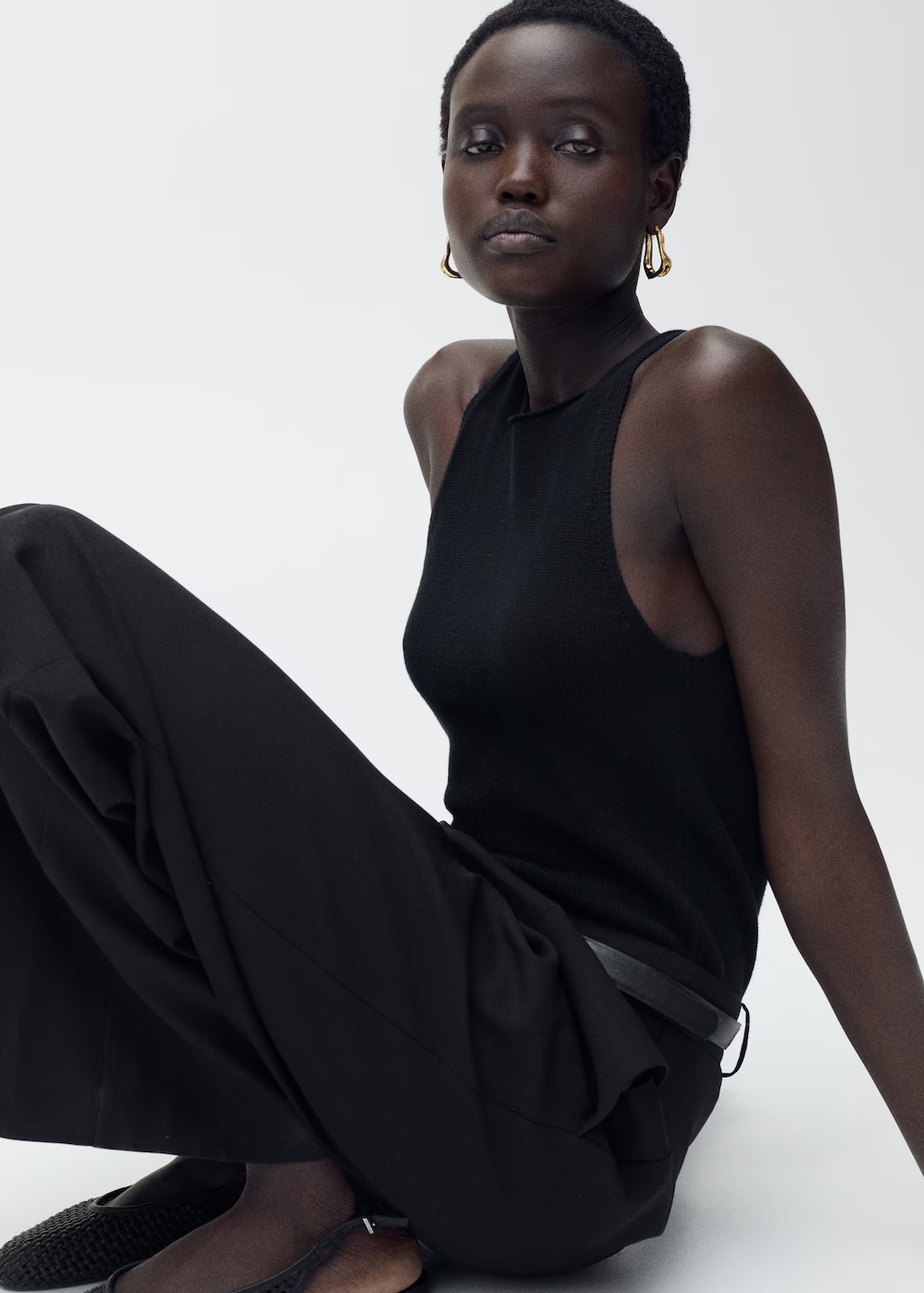 Combined-fabric jumpsuit with belt 6 Combined-fabric jumpsuit with belt