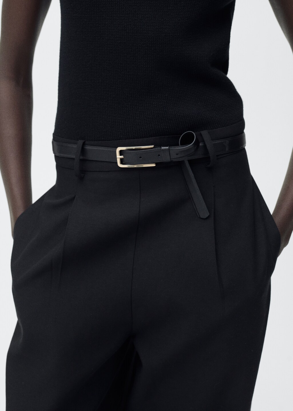 Combined-fabric jumpsuit with belt 7 Combined-fabric jumpsuit with belt
