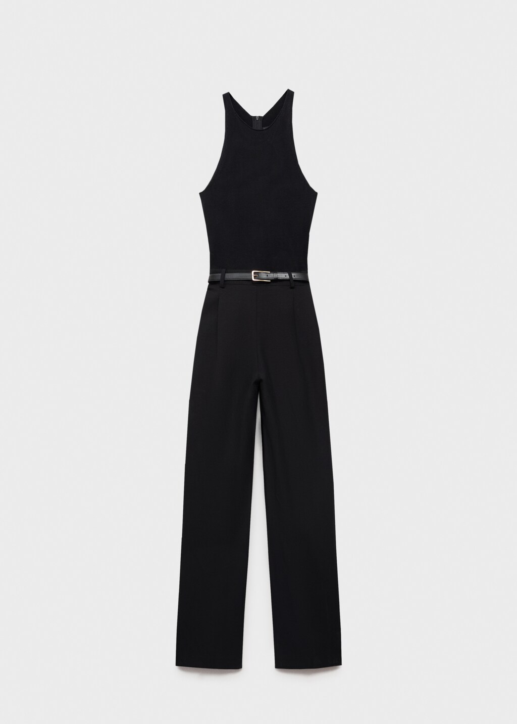 Combined-fabric jumpsuit with belt 9 Combined-fabric jumpsuit with belt