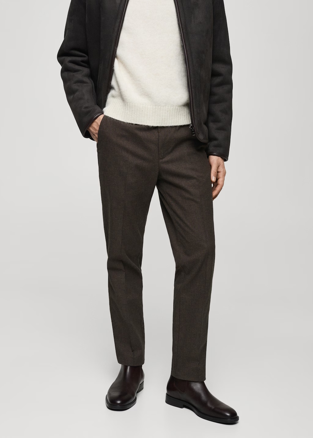 Micro-houndstooth flannel pants