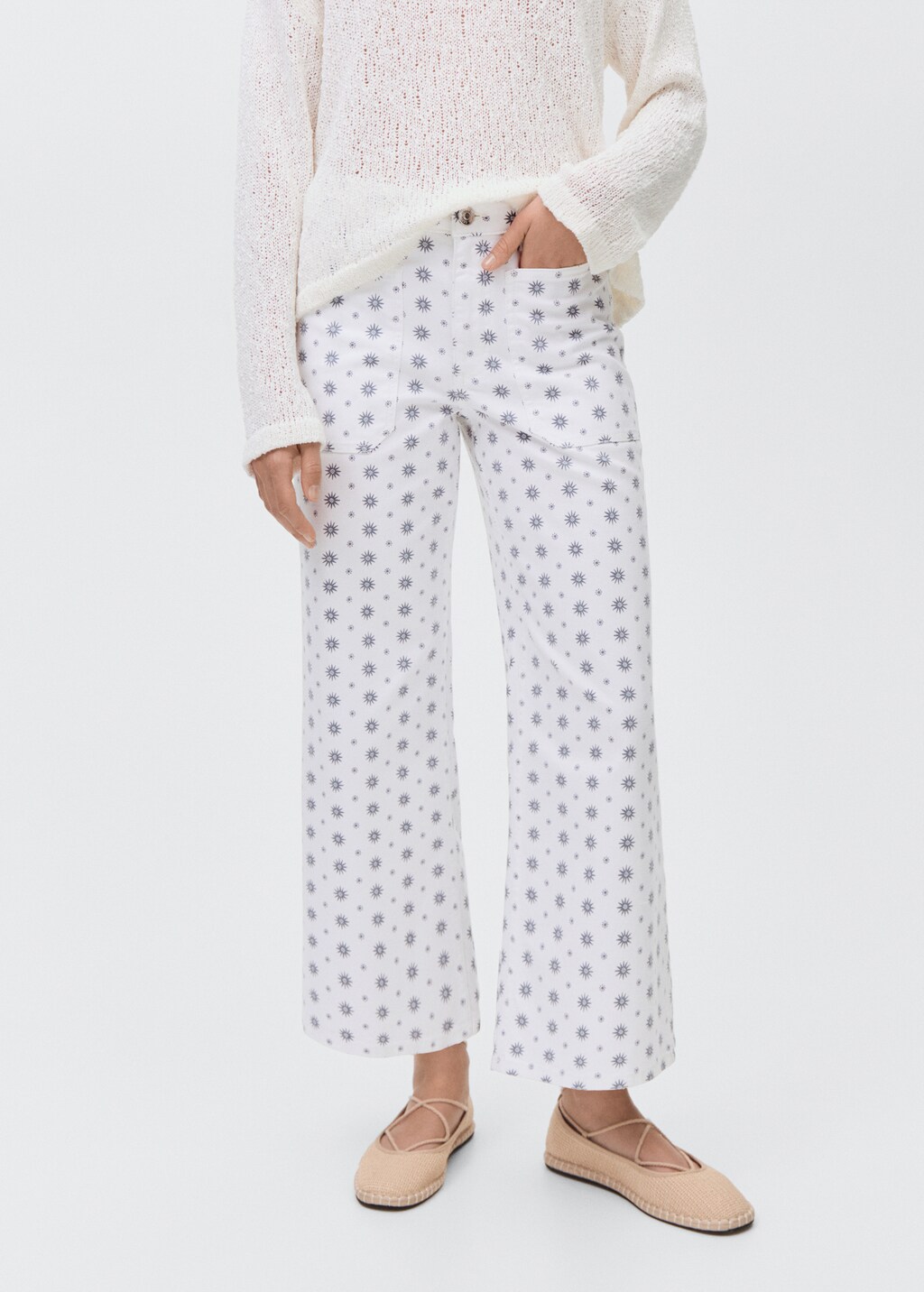 Printed straight jeans