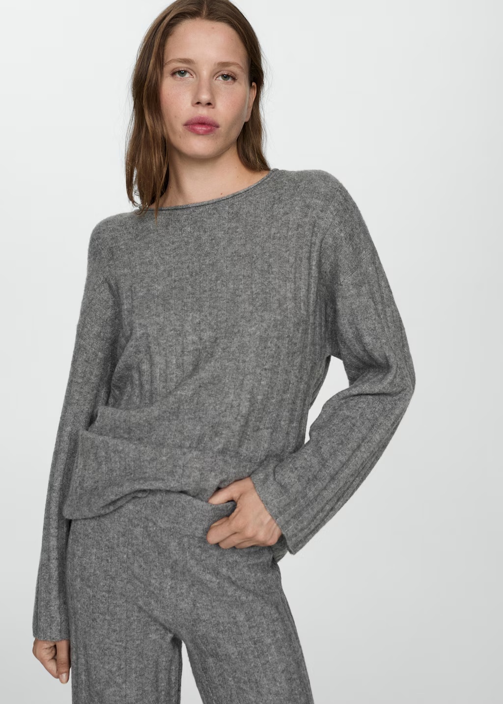 Knitted ribbed sweater