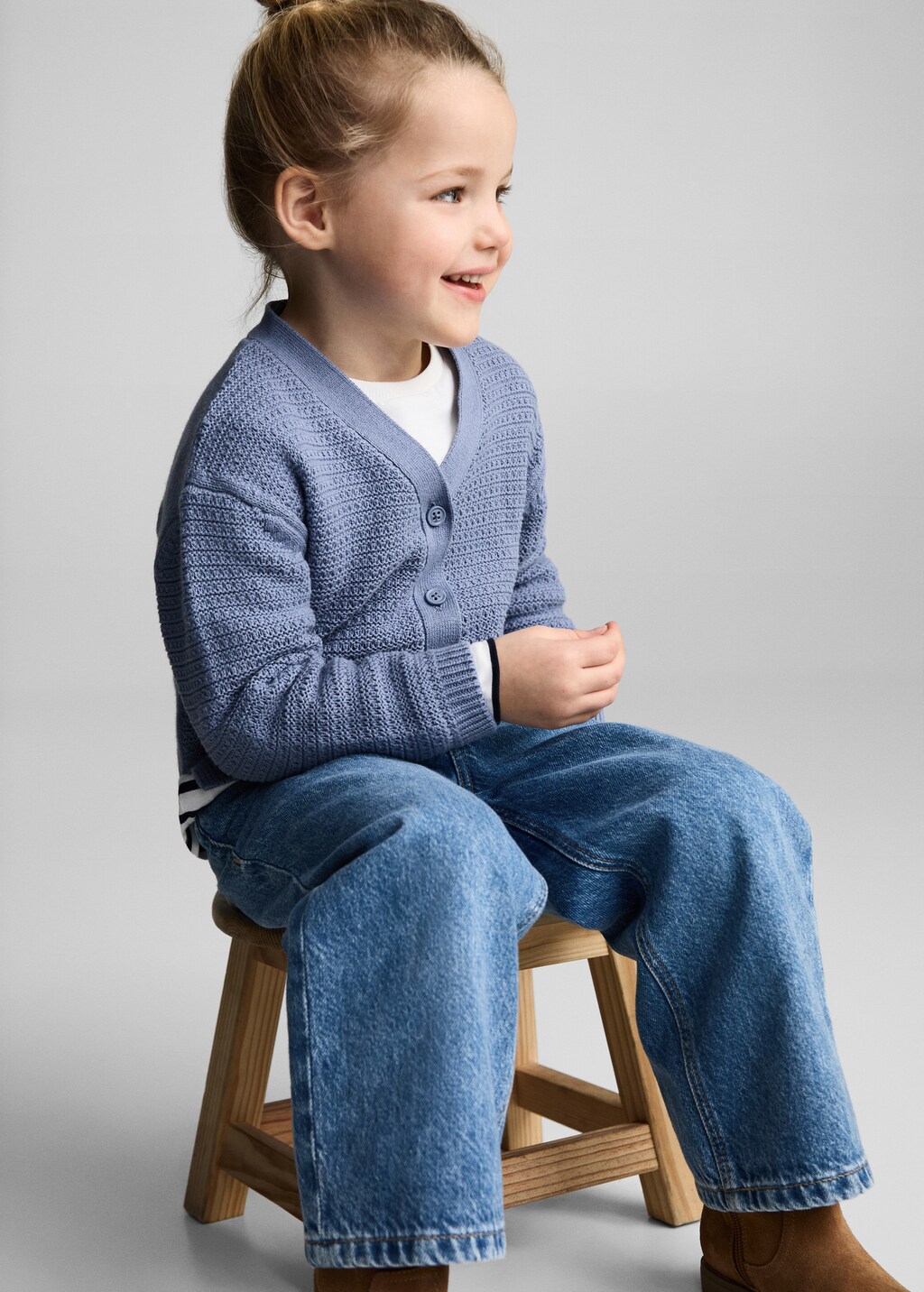 Combination knitted cotton cardigan