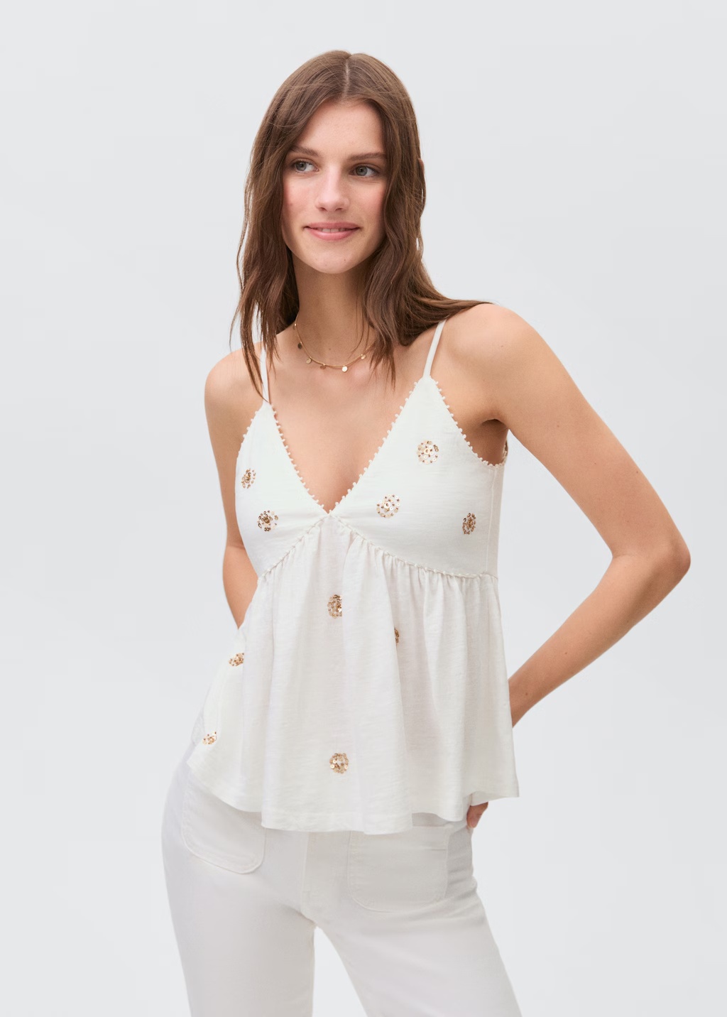 Sequin embroidery top
