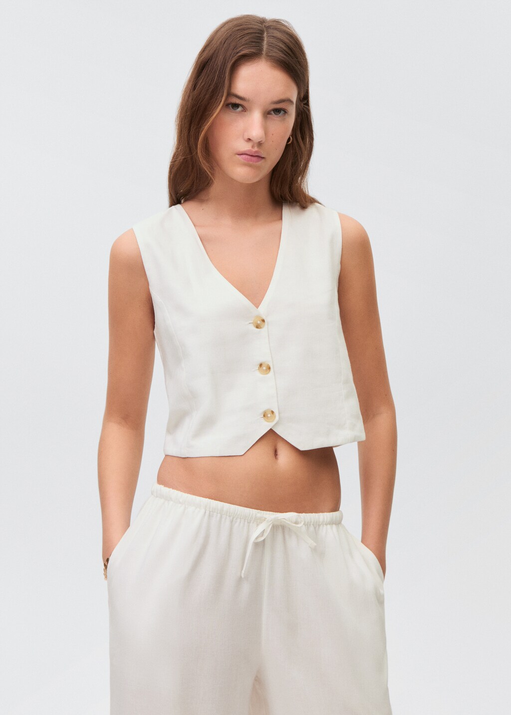 Linen-blend waistcoat