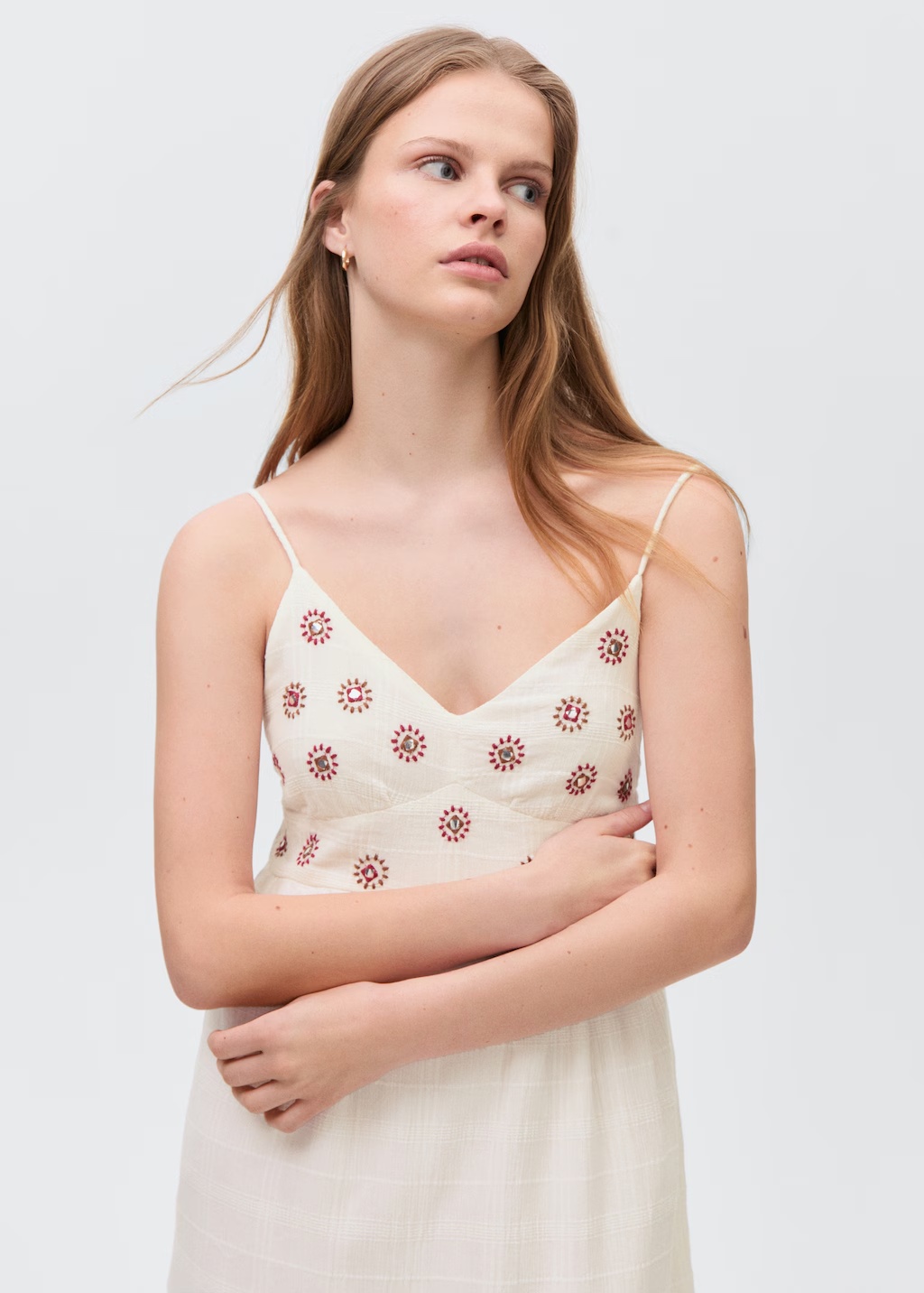 Embroidered dress with suns
