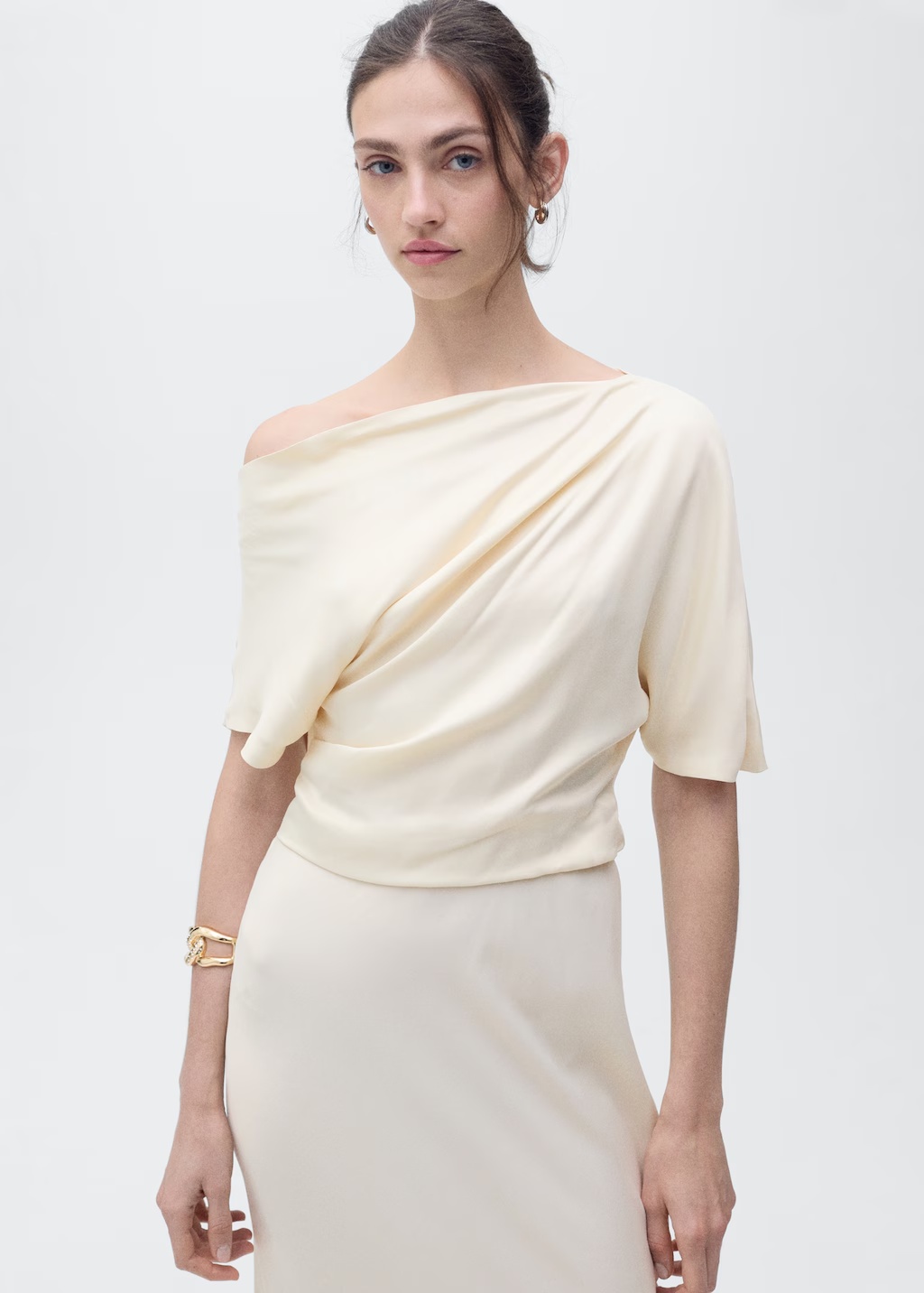 Draped asymmetrical midi-dress