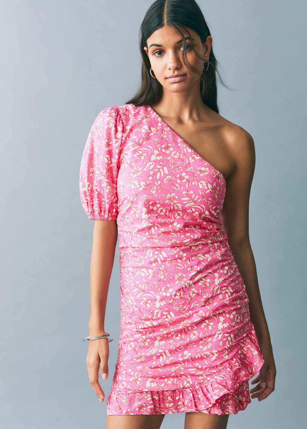 Asymmetric draped gown