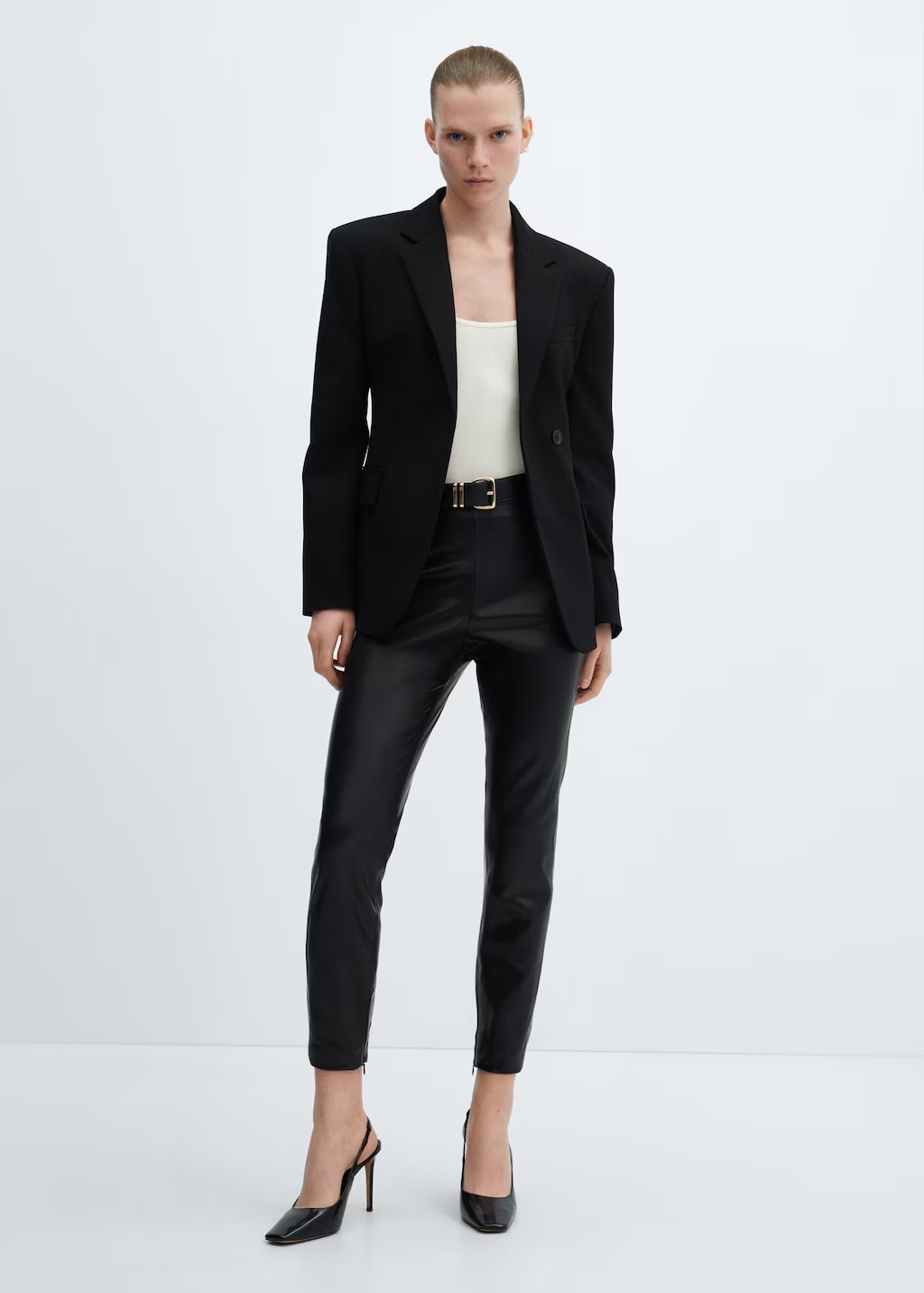 Leather-effect leggings with split hems 3 Leather-effect leggings with split hems