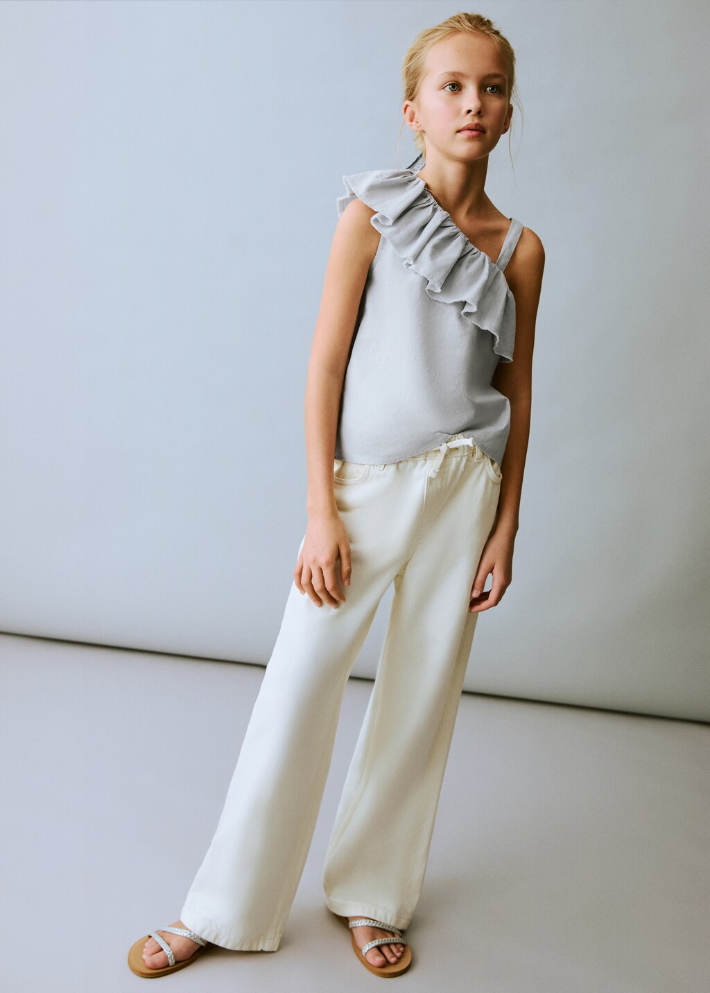 Asymmetrical linen blouse