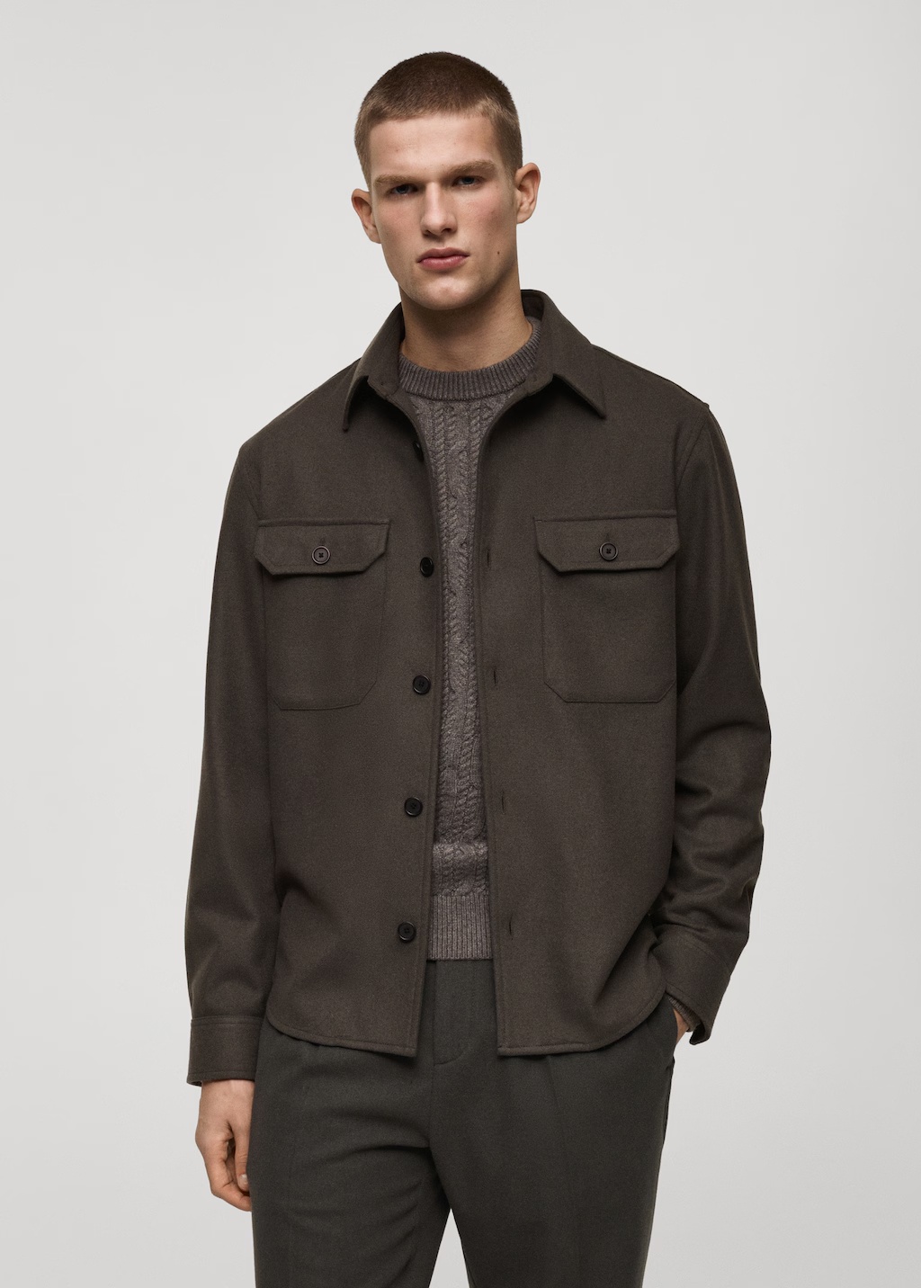 Wool-blend flannel overshirt