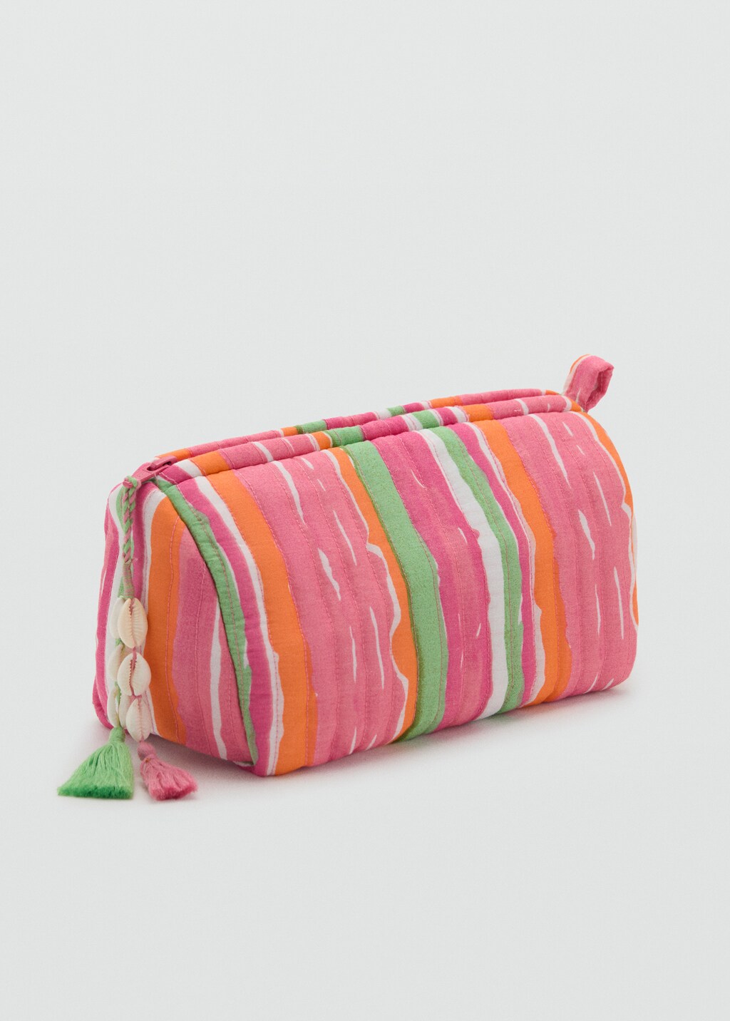 Striped cotton toiletry bag