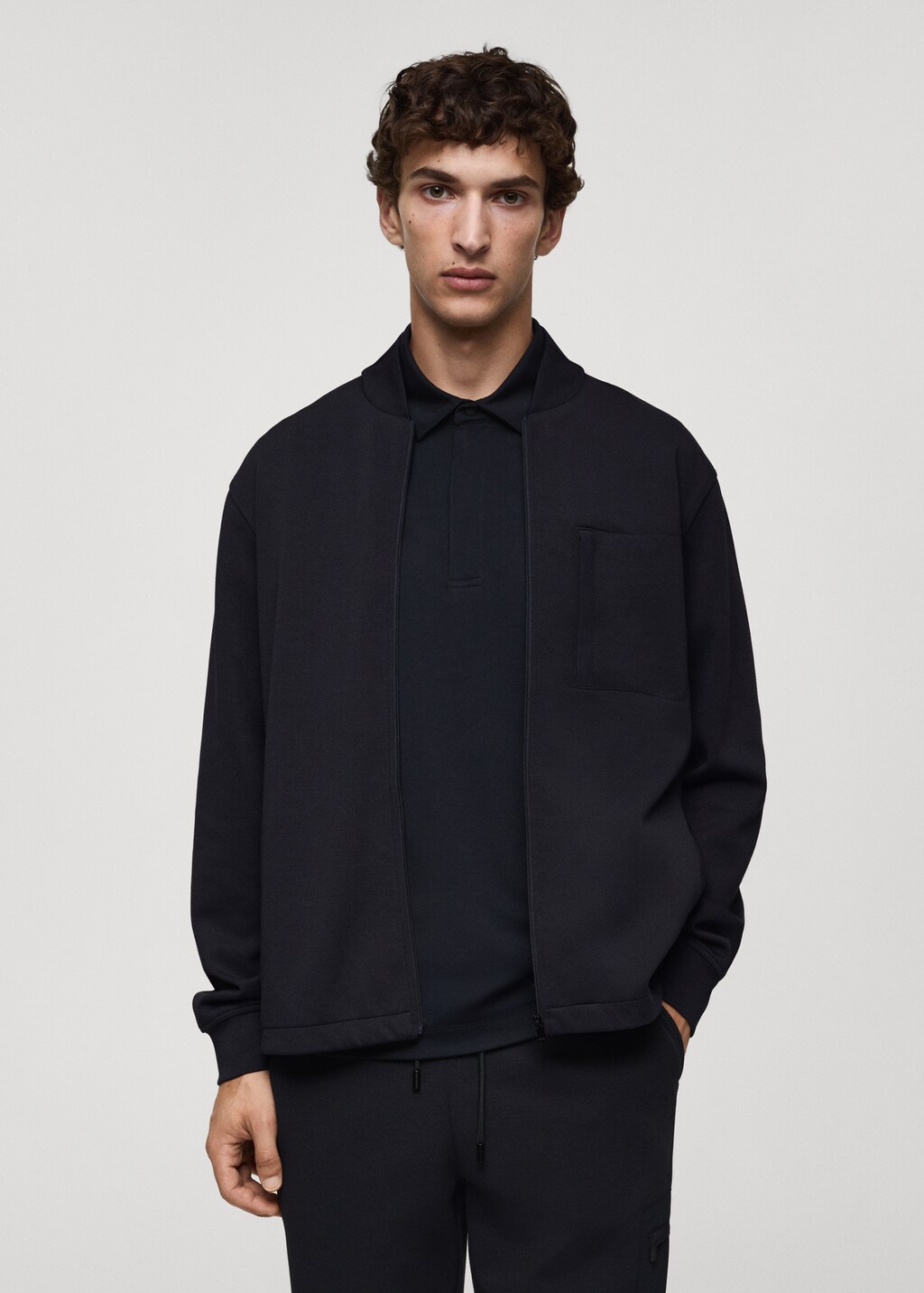 Bomber sweatshirt with anti-odour technology