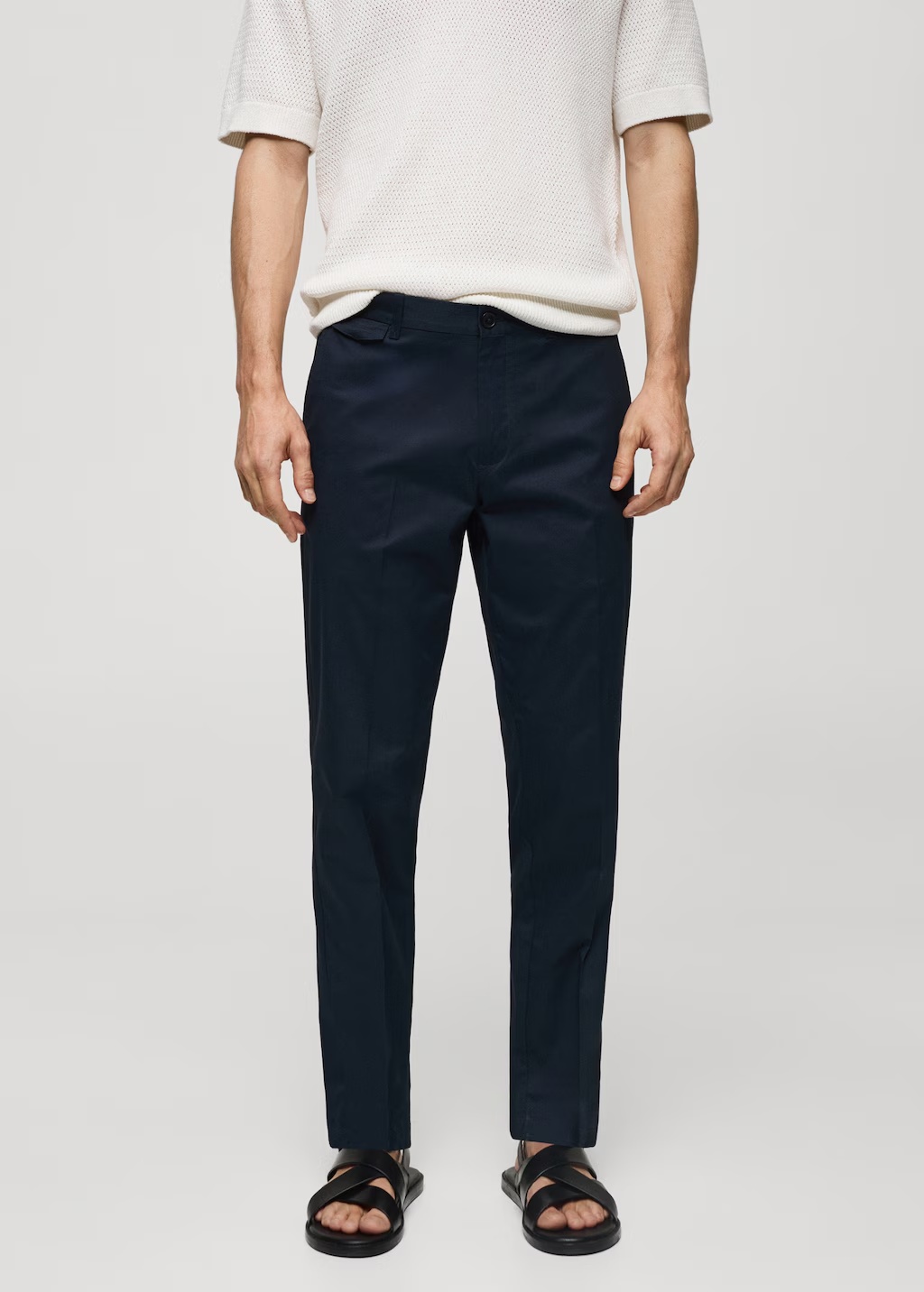 Regular fit structure cotton pants