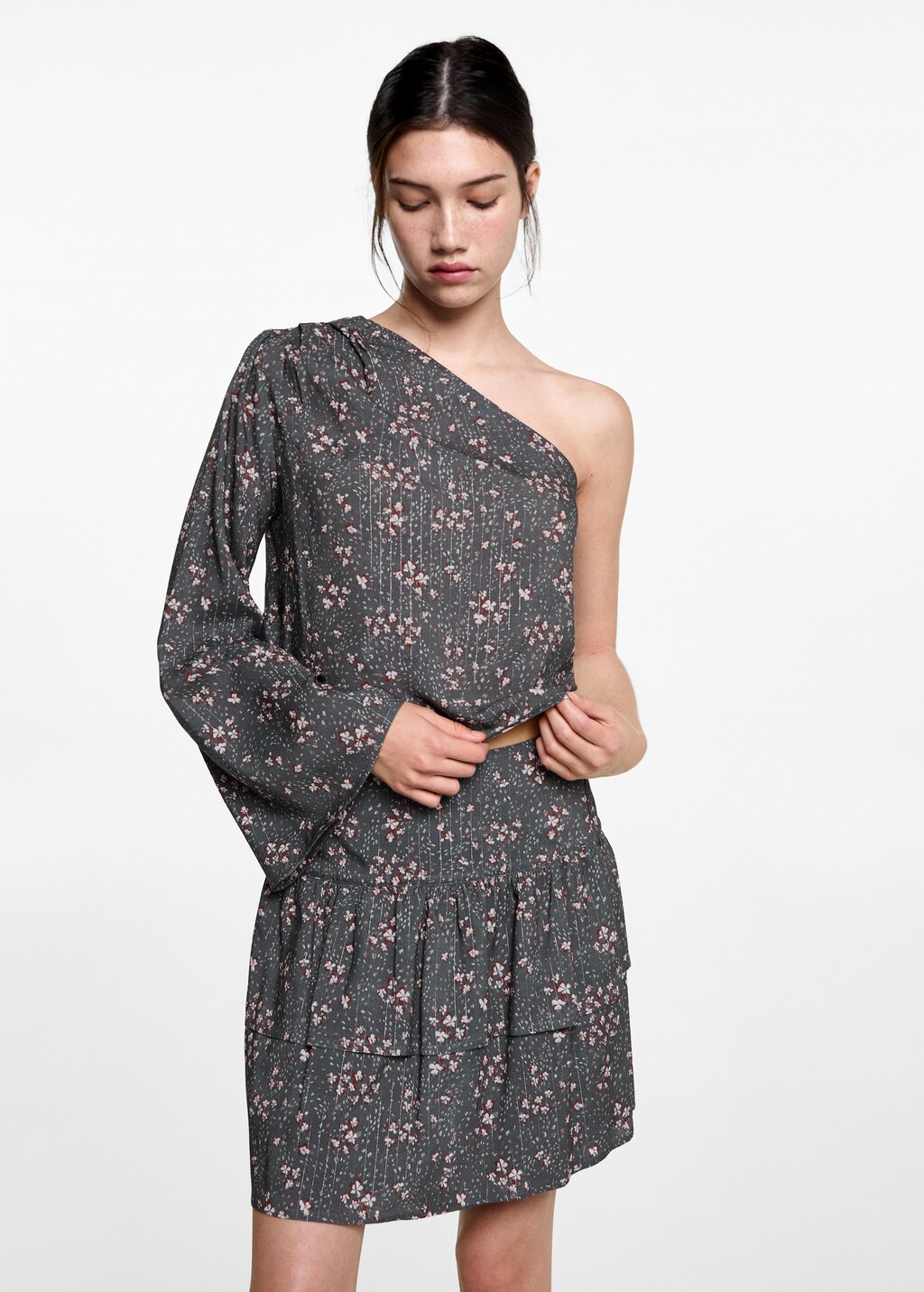 Asymmetrical printed blouse