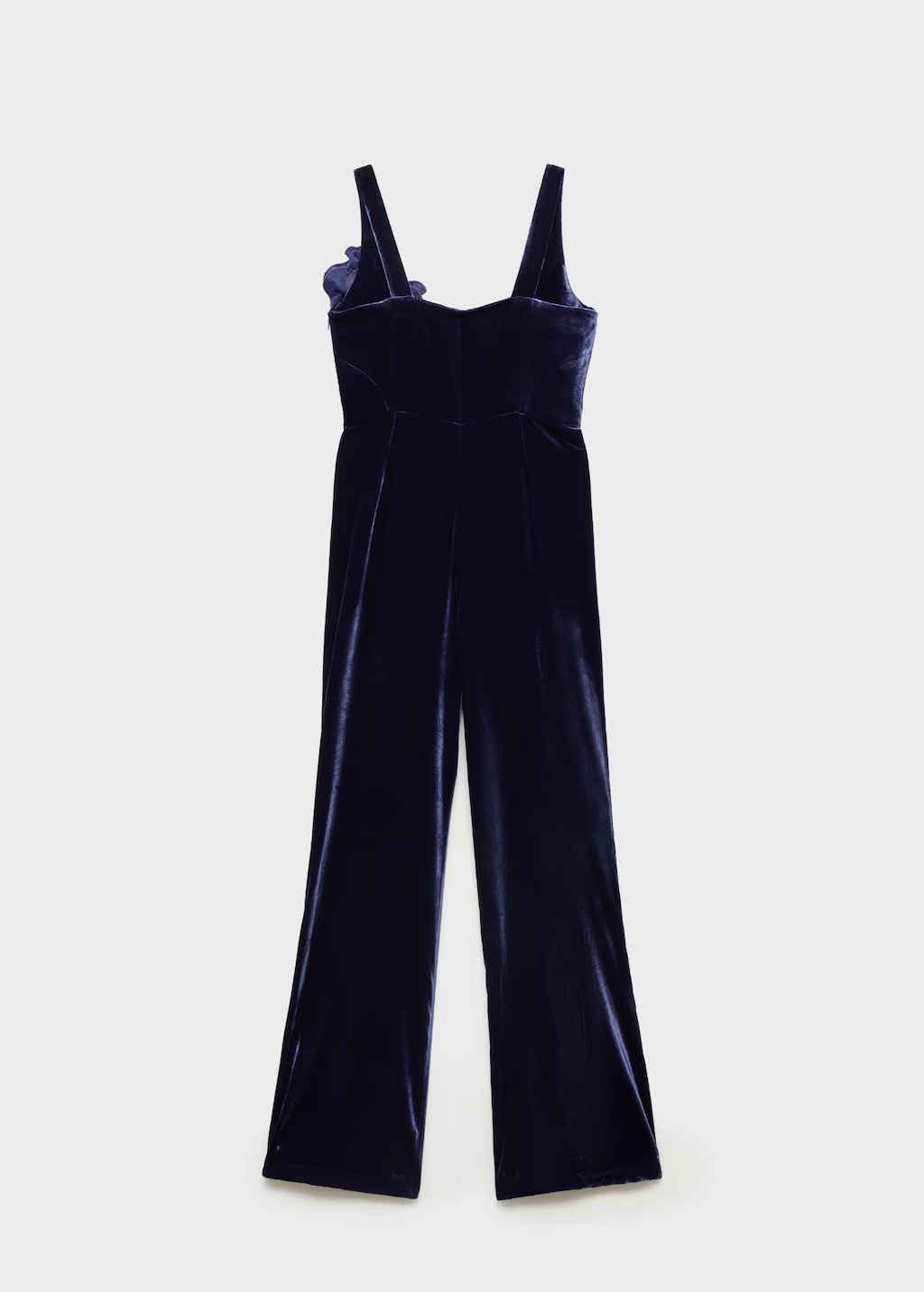 Flared velour jumpsuit with wide straps 7 Flared velour jumpsuit with wide straps