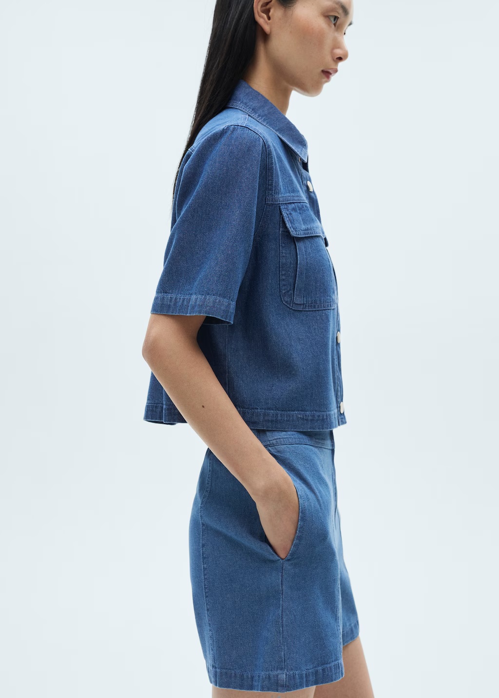 Cropped denim shirt