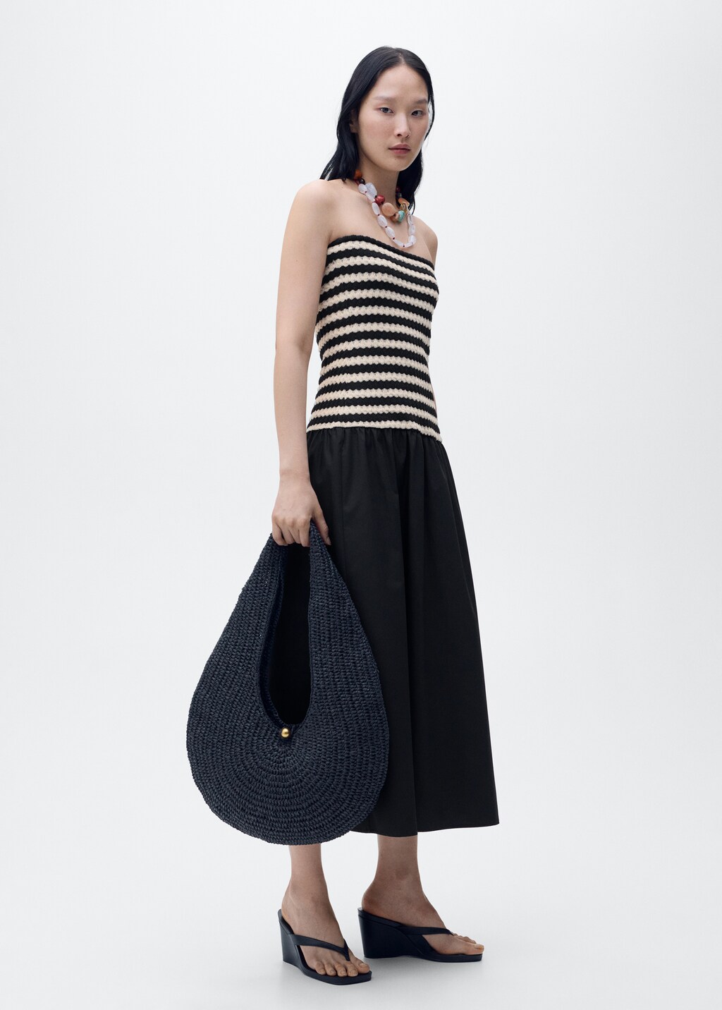 Combined striped strapless dress 3 Combined striped strapless dress