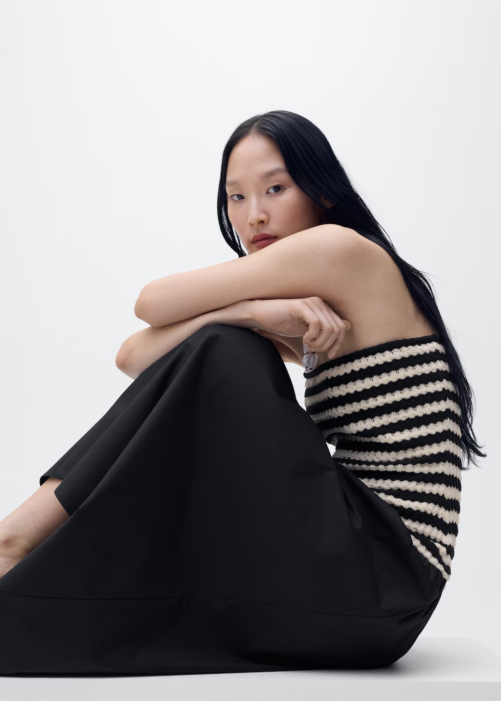 Combined striped strapless dress 5 Combined striped strapless dress