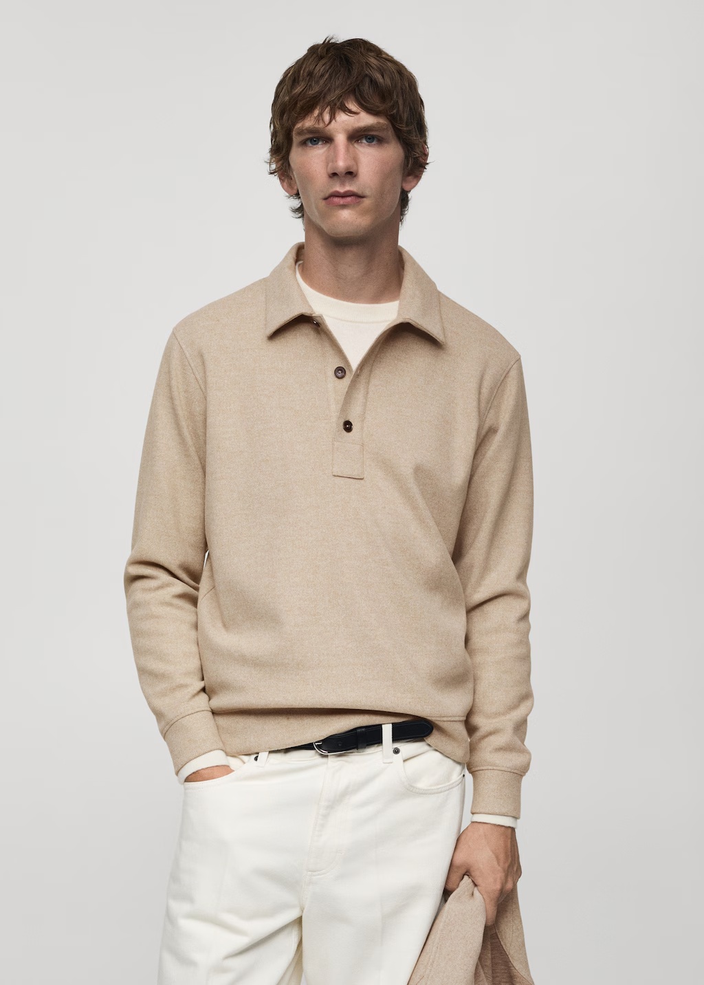 Regular fit sweatshirt-fabric polo shirt