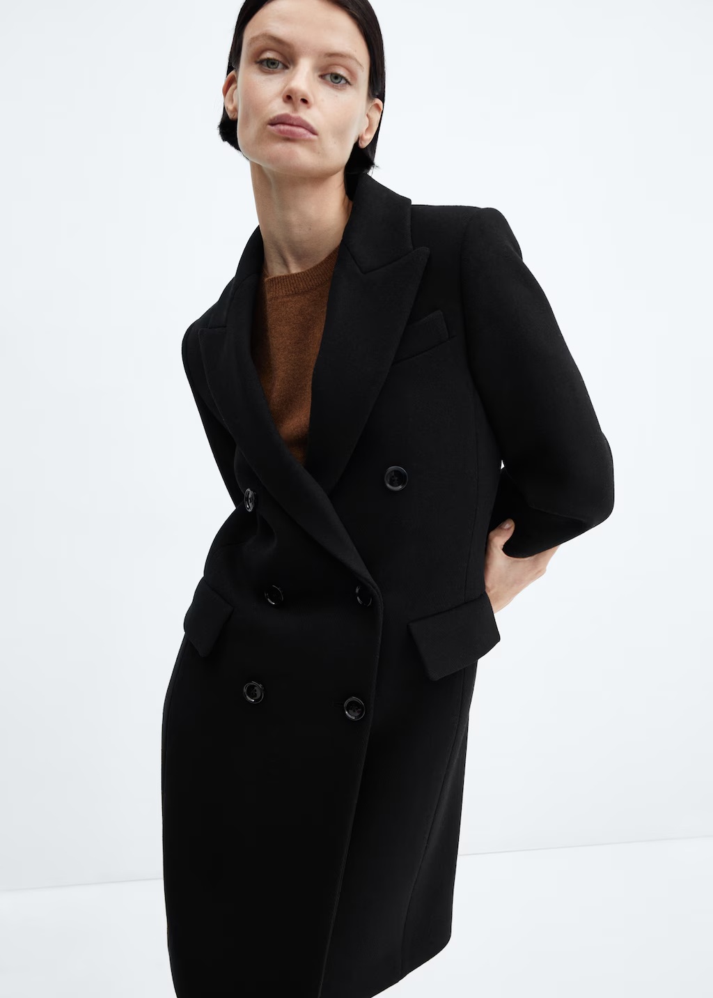Double-breasted wool coat