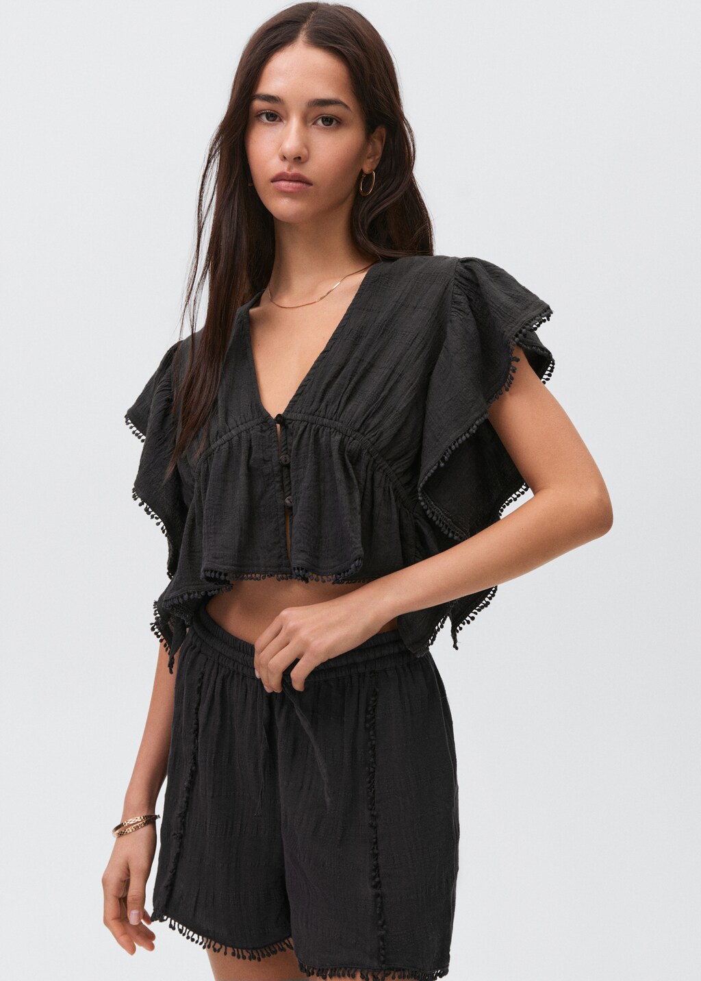 Ruffled crop blouse