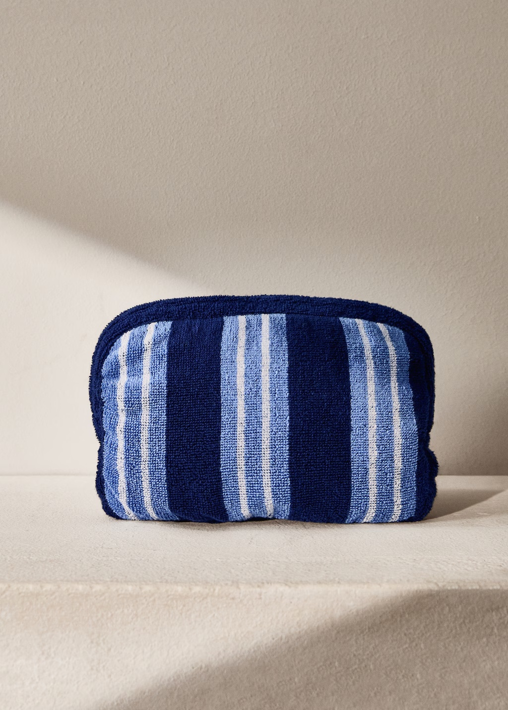 Multi-striped towel-effect cotton cosmetics bag