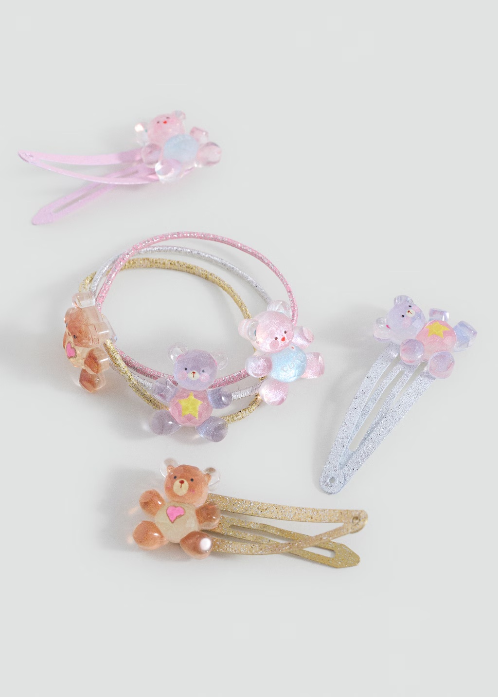 Pack of rubber bands and clips