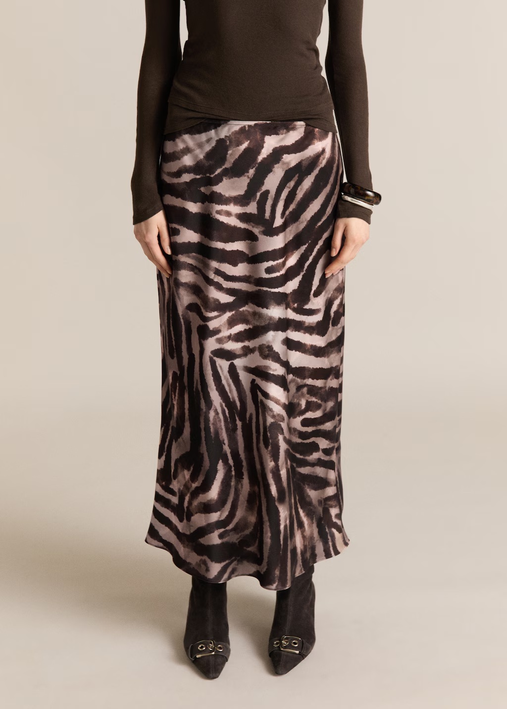 Long satin zebra skirt
