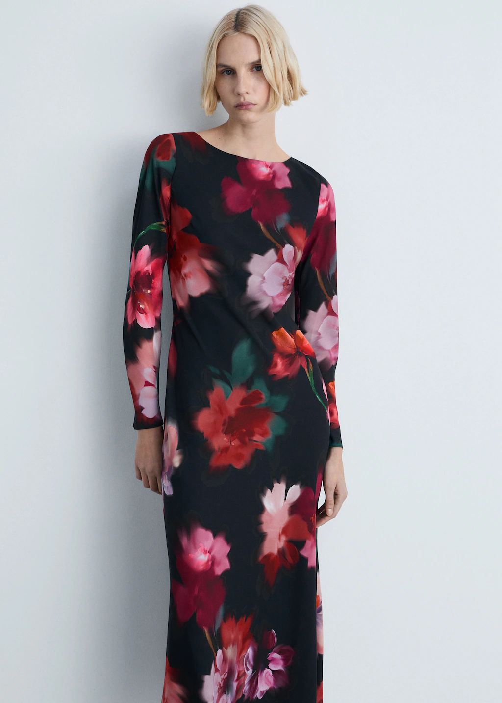 Floral-print midi-dress