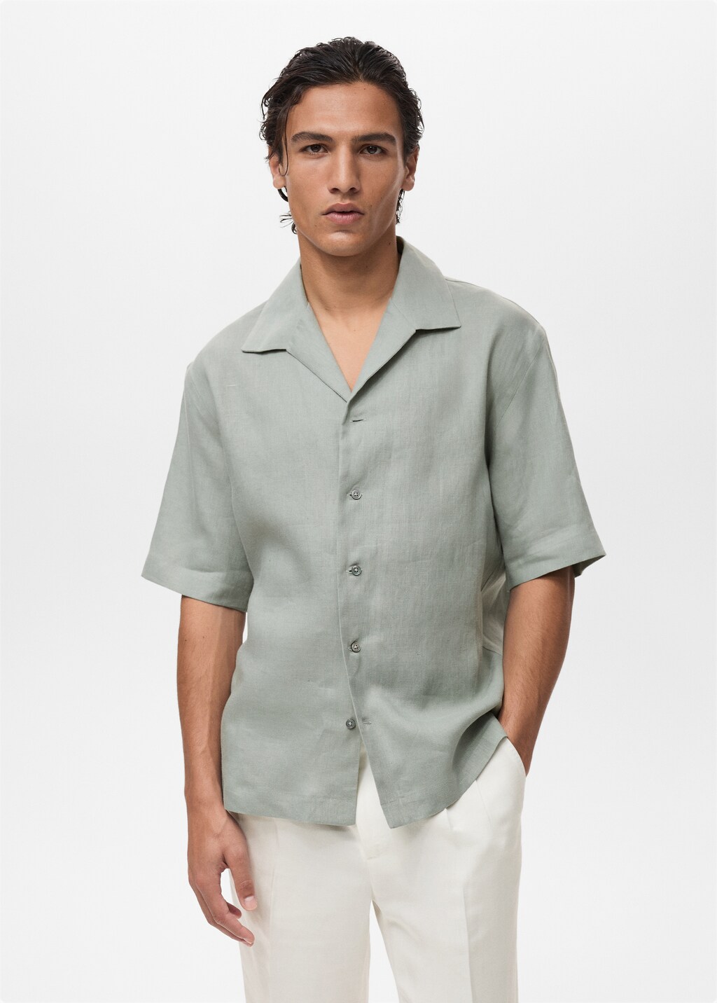100% linen short sleeve shirt