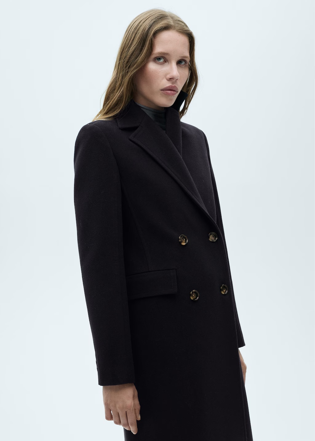 Double-breasted wool coat
