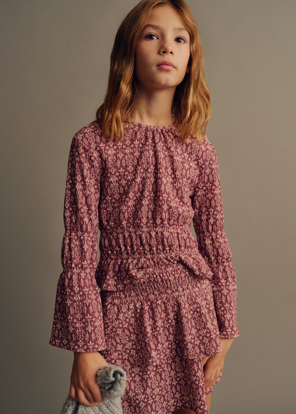 Ruched printed blouse