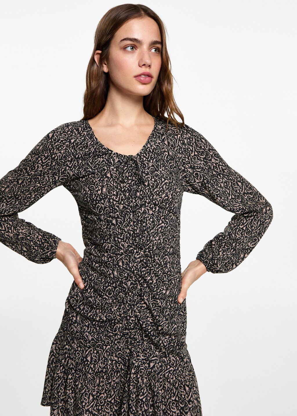 Printed ruched dress