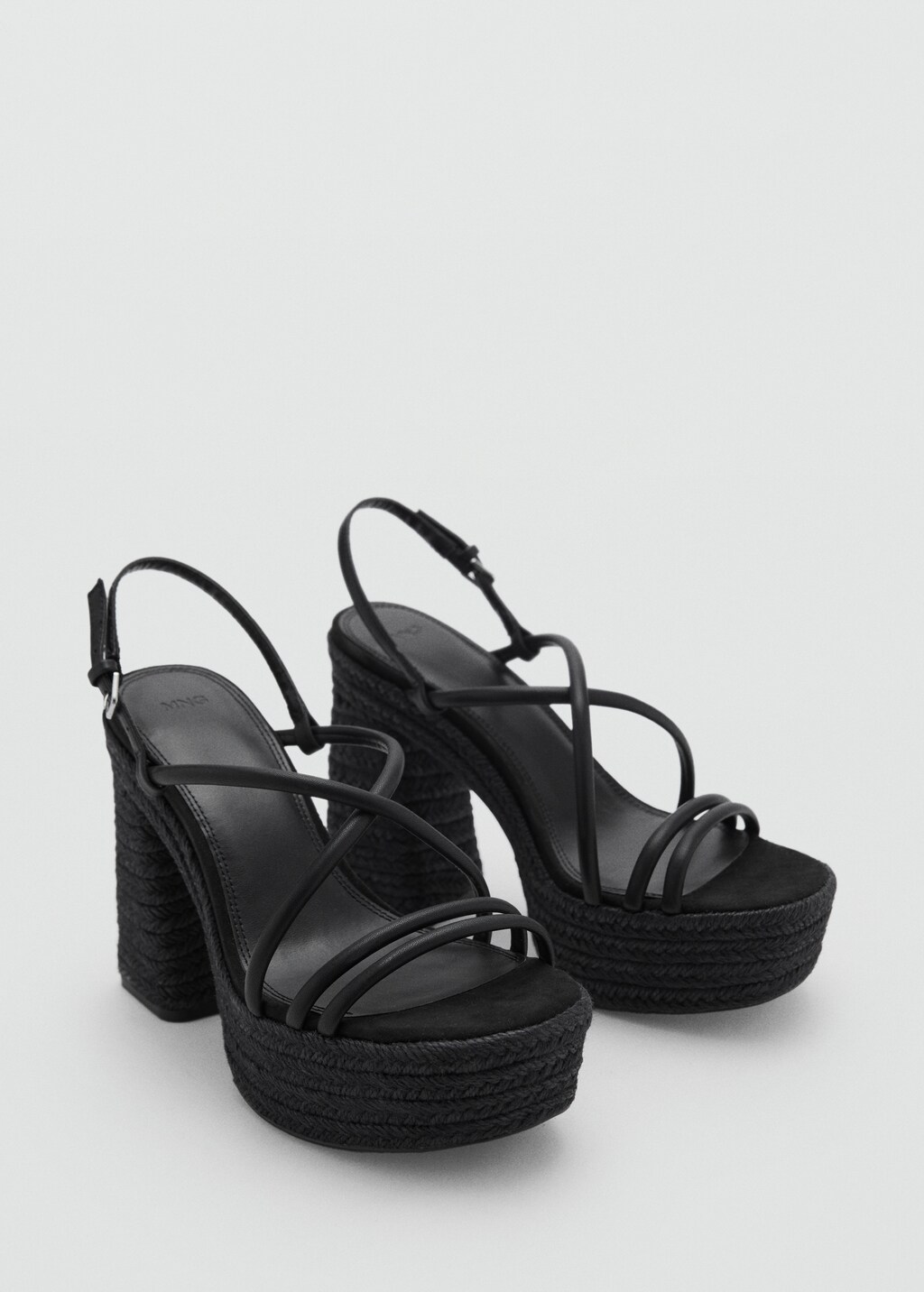 Heeled esparto sandal with straps