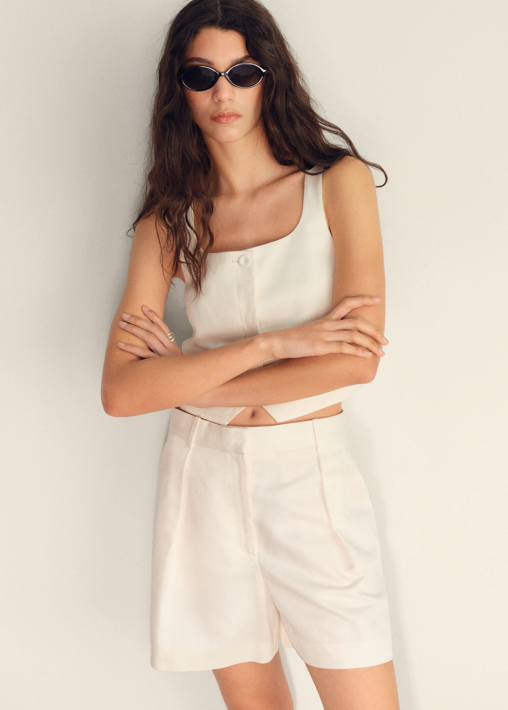 Linen-blend suit vest