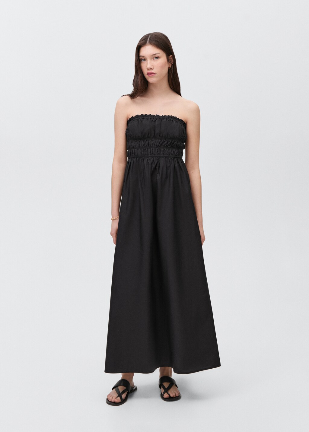 Flared dress with ruffled hem