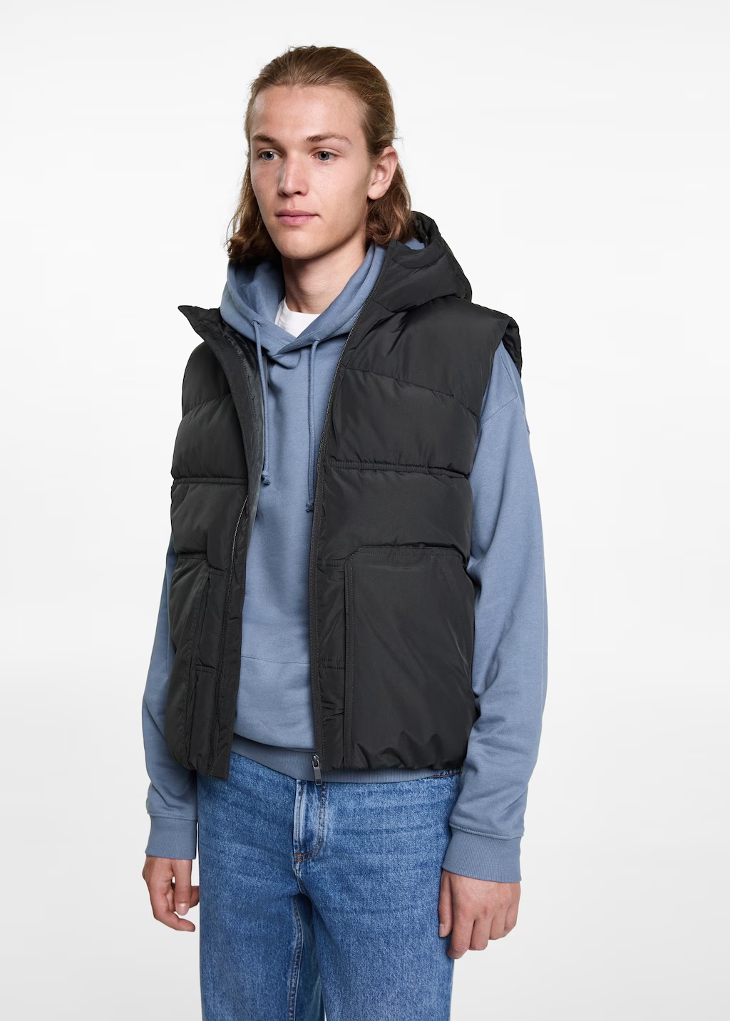 Quilted gilet with hood