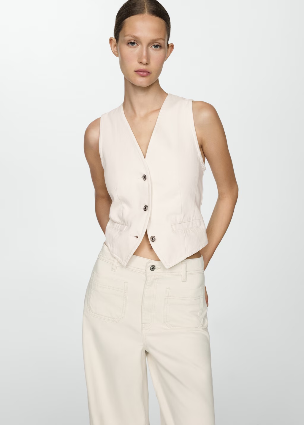 Buttoned denim gilet